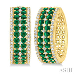 ASHI Gemstone & Diamond Hoop Earrings 59072PPFGEREMYG