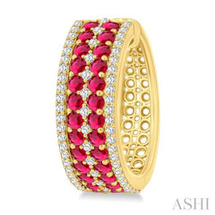 ASHI Gemstone & Diamond Hoop Earrings 59072PPFGERRBYG