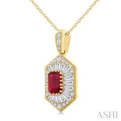 ASHI Emerald Shape Gemstone & Halo Diamond Pendant 59113PPFGPDRBYG
