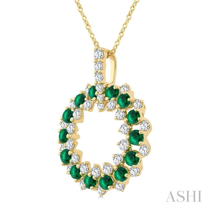ASHI Circle Gemstone & Diamond Pendant 59152PPFGPDEMYG