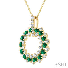 ASHI Circle Gemstone & Diamond Pendant 59152PPFGPDEMYG