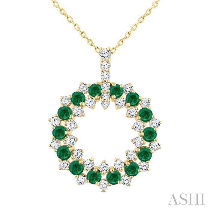 ASHI Circle Gemstone & Diamond Pendant 59152PPFGPDEMYG