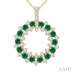 ASHI Circle Gemstone & Diamond Pendant 59152PPFGPDEMYG