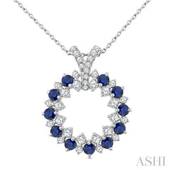 ASHI Circle Gemstone & Diamond Pendant 59163PPFGPDSPWG