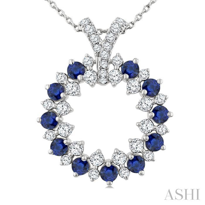 ASHI Circle Gemstone & Diamond Pendant 59163PPFGPDSPWG
