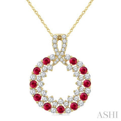 ASHI Circle Gemstone & Diamond Pendant 59172PPFGPDRBYG