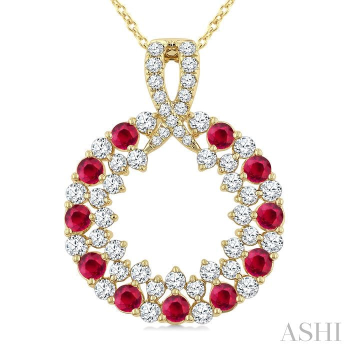 ASHI Circle Gemstone & Diamond Pendant 59172PPFGPDRBYG