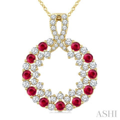 ASHI Circle Gemstone & Diamond Pendant 59172PPFGPDRBYG