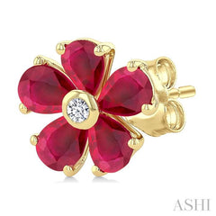 ASHI Blossom Pear Shape Gemstone & Diamond Earrings 59189PPTSERRBYG