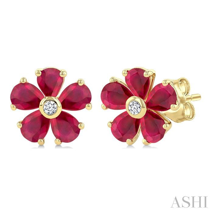 ASHI Blossom Pear Shape Gemstone & Diamond Earrings 59189PPTSERRBYG