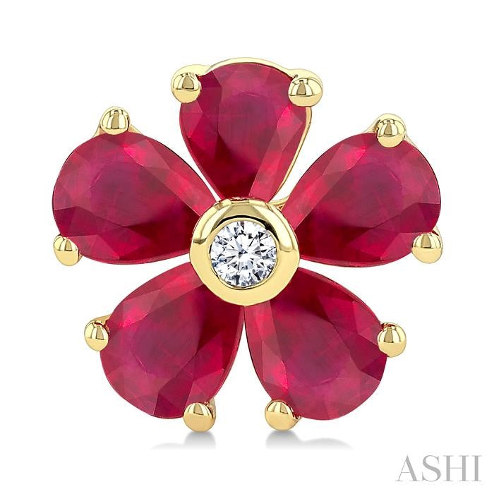 ASHI Blossom Pear Shape Gemstone & Diamond Earrings 59189PPTSERRBYG