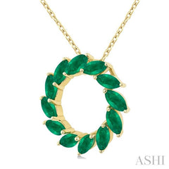 ASHI Marquise Shape Circle Gemstone Fashion Pendant 59219PPT@PDEMYG