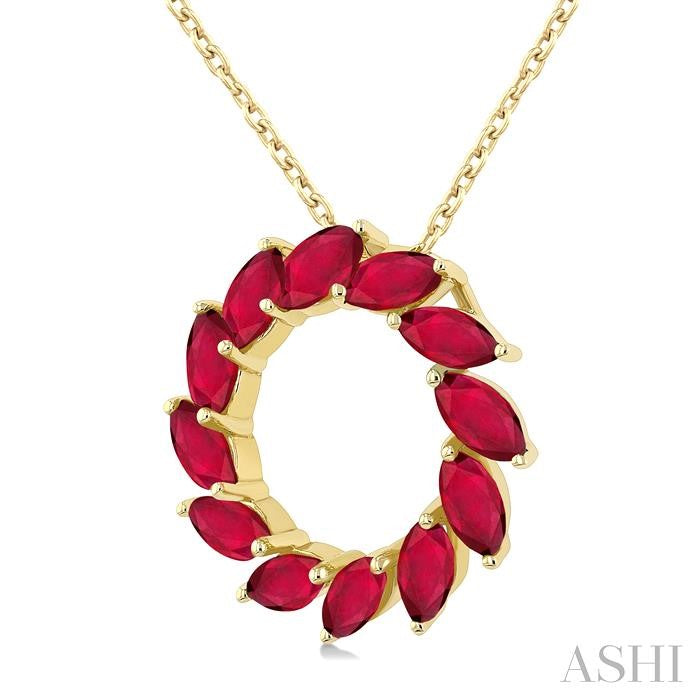 ASHI Marquise Shape Circle Gemstone Fashion Pendant 59219PPT@PDRBYG