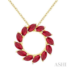 ASHI Marquise Shape Circle Gemstone Fashion Pendant 59219PPT@PDRBYG