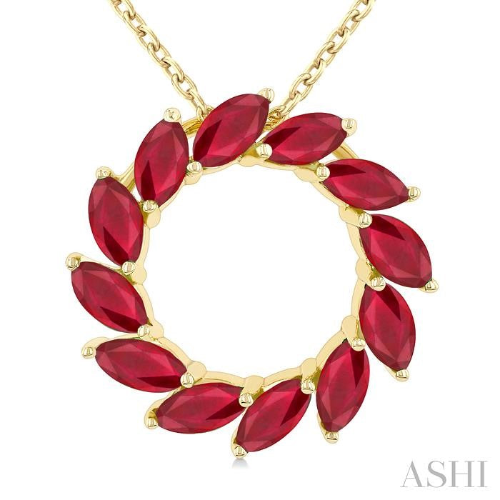 ASHI Marquise Shape Circle Gemstone Fashion Pendant 59219PPT@PDRBYG