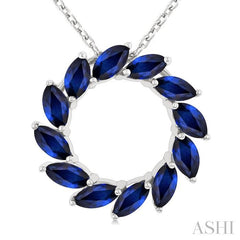ASHI Marquise Shape Circle Gemstone Fashion Pendant 59219PPT@PDSPWG