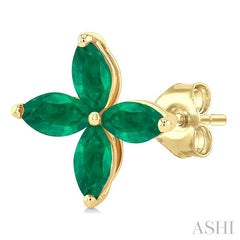 ASHI Marquise Shape Gemstone Floral Earrings 59229PPT@EREMYG