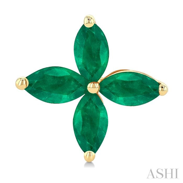 ASHI Marquise Shape Gemstone Floral Earrings 59229PPT@EREMYG