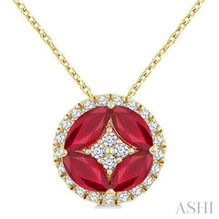 ASHI Gemstone & Diamond Fashion Pendant 59238PPTGPDRBYG