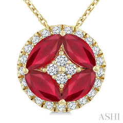 ASHI Gemstone & Diamond Fashion Pendant 59238PPTGPDRBYG