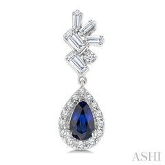 ASHI Pear Shape Gemstone & Halo Scatter Diamond Earrings 59275PPTGERSPWG