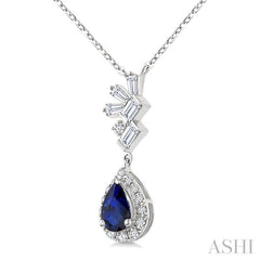 ASHI Pear Shape Gemstone & Halo Scatter Diamond Pendant 59276PPTGPDSPWG
