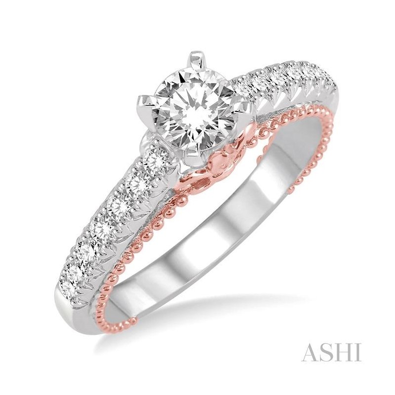 ASHI Round Shape Diamond Engagement Ring 202C2PPFHWP-LE