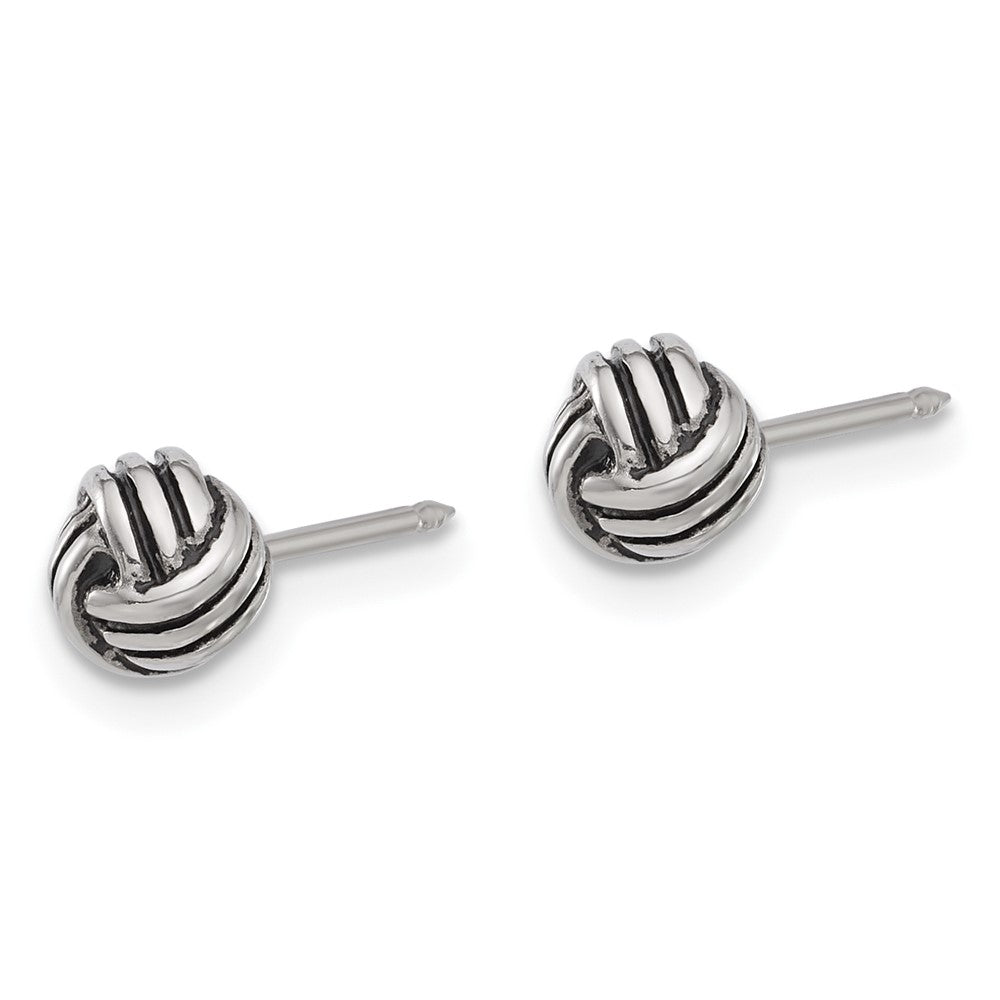 594E Inverness Stainless Steel Antiqued Love Knot Post Earrings