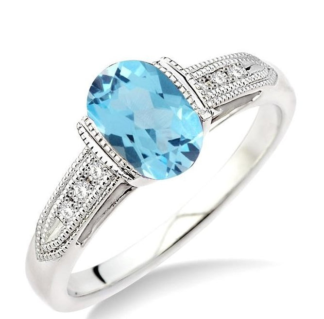 Parkplace Jewelers Silver Oval Shape Gemstone & Diamond Ring 88469PPSSBTSLRG