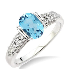 Parkplace Jewelers Silver Oval Shape Gemstone & Diamond Ring 88469PPSSBTSLRG