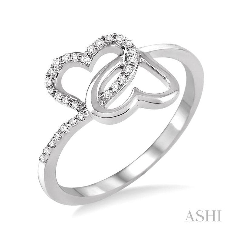 ASHI Twin Heart Shape Diamond Fashion Ring 34748PPTSWG