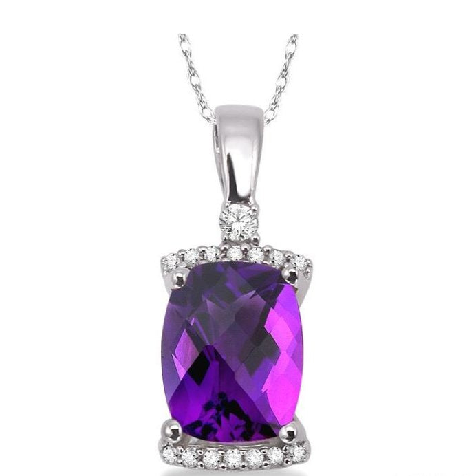 Parkplace Jewelers Cushion Shape Gemstone & Diamond Pendant 60918PPFNPDAMWG