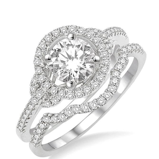 Parkplace Jewelers Round Shape Halo Diamond Wedding Set 225C3PPFHWG-WS