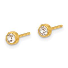 5E Inverness 14K Polished 4mm Crystal Bezel Post Earrings