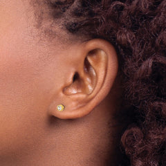 5E Inverness 14K Polished 4mm Crystal Bezel Post Earrings