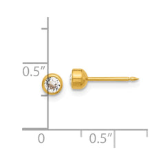 5E Inverness 14K Polished 4mm Crystal Bezel Post Earrings