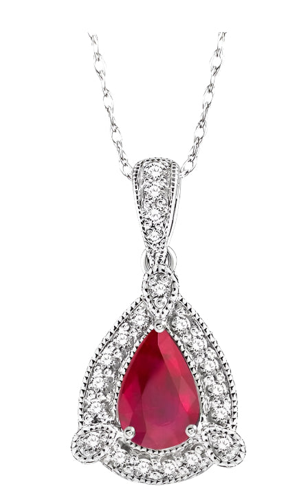 Parkplace Jewelers Pear Shape Gemstone & Halo Diamond Pendant 58448PPTSPDRBWG
