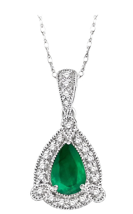 Parkplace Jewelers Pear Shape Gemstone & Halo Diamond Pendant 58448PPTSPDEMWG
