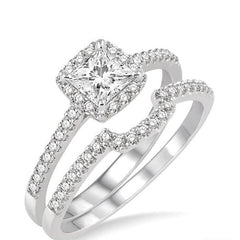 Parkplace Jewelers Princess Shape Halo Diamond Wedding Set 28343PPFHWG-WS