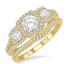 Parkplace Jewelers Round Shape Past Present & Future Halo Diamond Wedding Set 254J1PPFHYW-WS