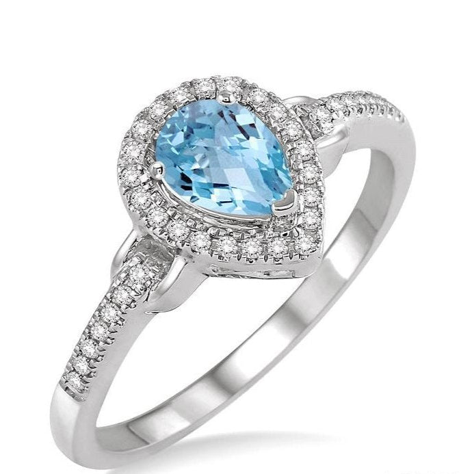 Parkplace Jewelers Pear Shape Gemstone & Halo Diamond Ring 52338PPFSAQWG