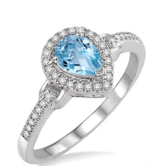 Parkplace Jewelers Pear Shape Gemstone & Halo Diamond Ring 52338PPFSAQWG
