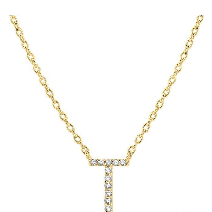 Parkplace Jewelers Block 'T' Initial Diamond Pendant 912F9PPFSPDYG-T