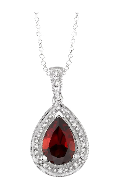 Parkplace Jewelers Silver Pear Shape Gemstone & Diamond Pendant 88118PPSSGTSLPD