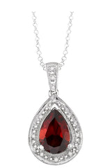 Parkplace Jewelers Silver Pear Shape Gemstone & Diamond Pendant 88118PPSSGTSLPD