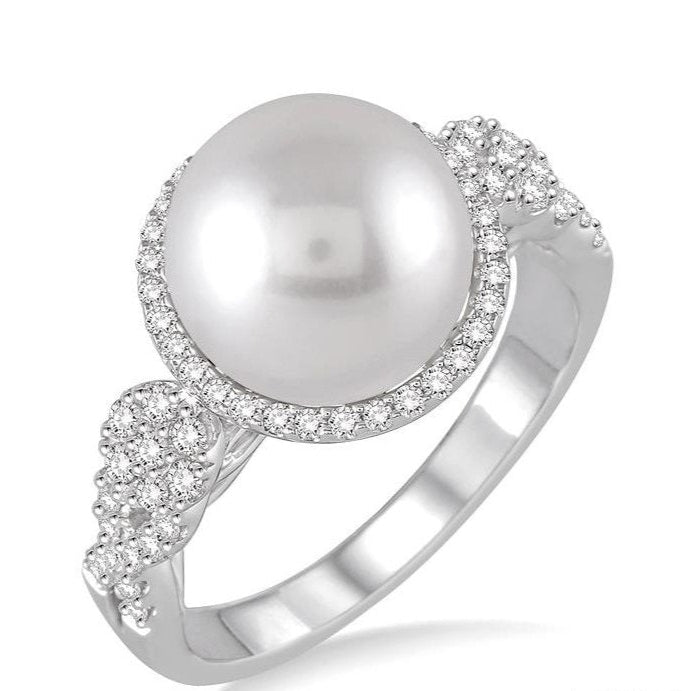 Parkplace Jewelers Pearl & Halo Diamond Fashion Ring 55914PPFHWPWG