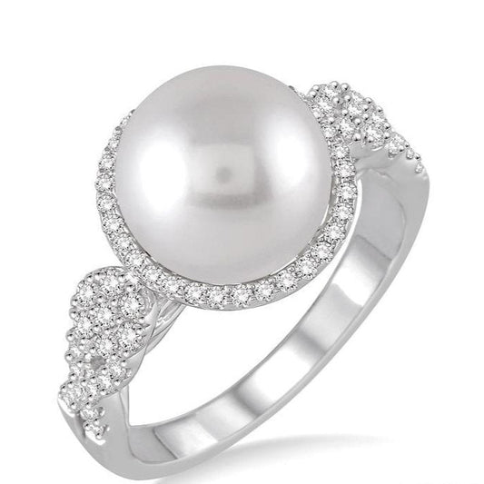 Parkplace Jewelers Pearl & Halo Diamond Fashion Ring 55914PPFHWPWG