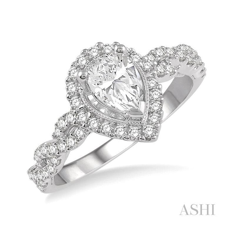 ASHI Pear Shape Halo Diamond Engagement Ring 262F2PPFVWG-LE