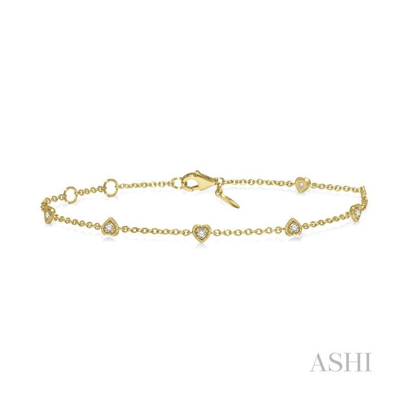 ASHI Heart Shape Diamond Station Chain Bracelet 706C0PPTGYG