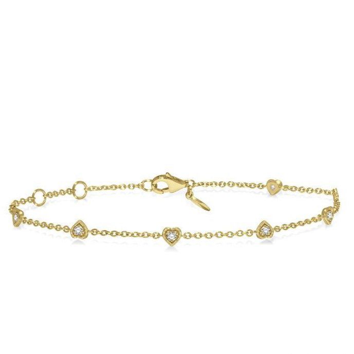 Parkplace Jewelers Heart Shape Diamond Station Chain Bracelet 706C0PPTGYG